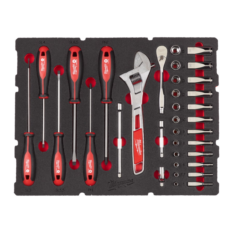 Fixio.pl Milwaukee 1/4IN RATCH. SOCKET SET FOAM INSERT 35PC